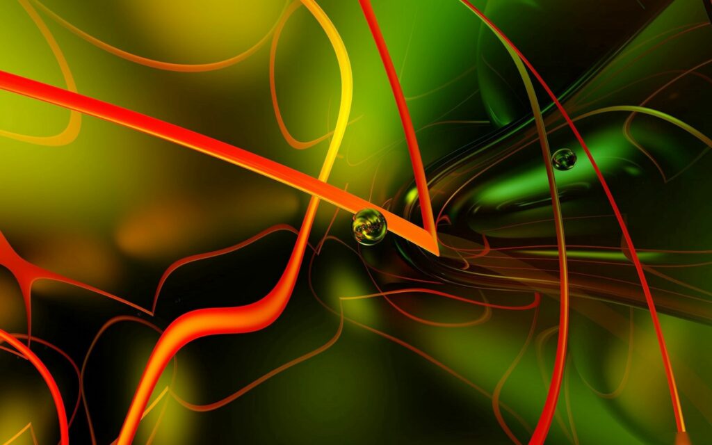Vibrant Red & Orange Abstract Wallpaper with Green-Yellow Gradient