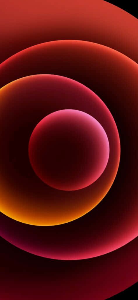 Minimalist abstract wallpaper with smooth red and orange concentric circular gradients background