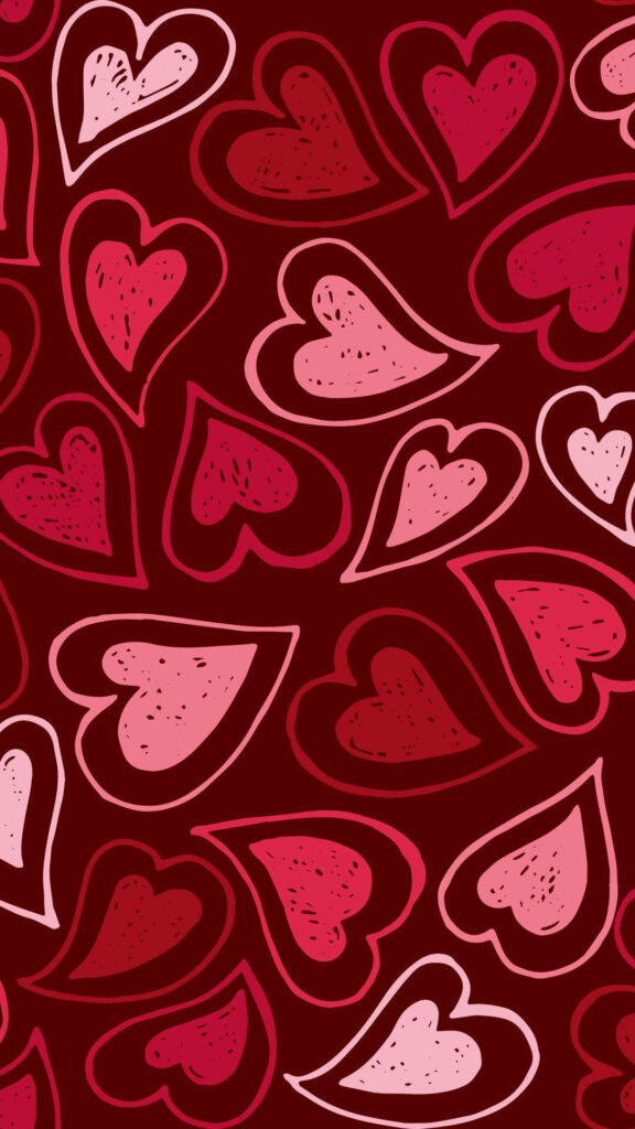 Vibrant Red & Pink Curvy Hearts Wallpaper - Cheerful Romantic Design