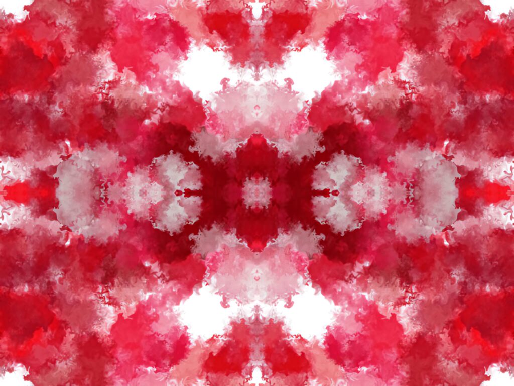 Abstract red pink and white watercolor wallpaper with symmetrical soft cloud textures background