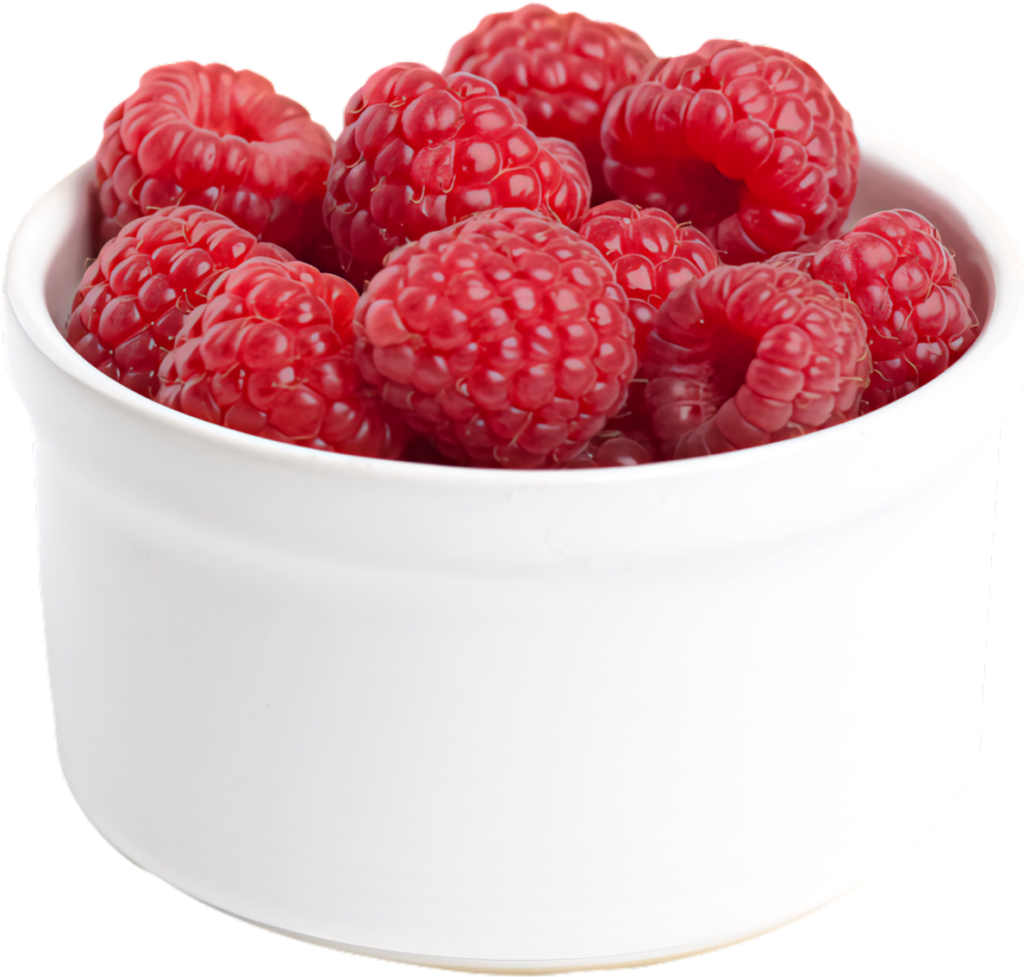Fresh Red Raspberries in White Bowl - Vibrant Wallpaper Background