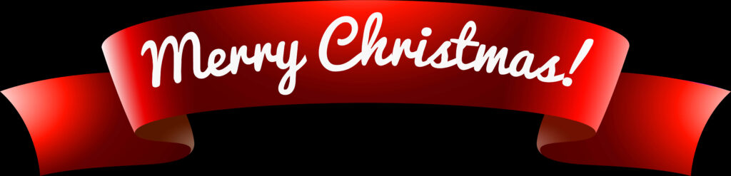 Vibrant Red Ribbon Merry Christmas Wallpaper on Black Background