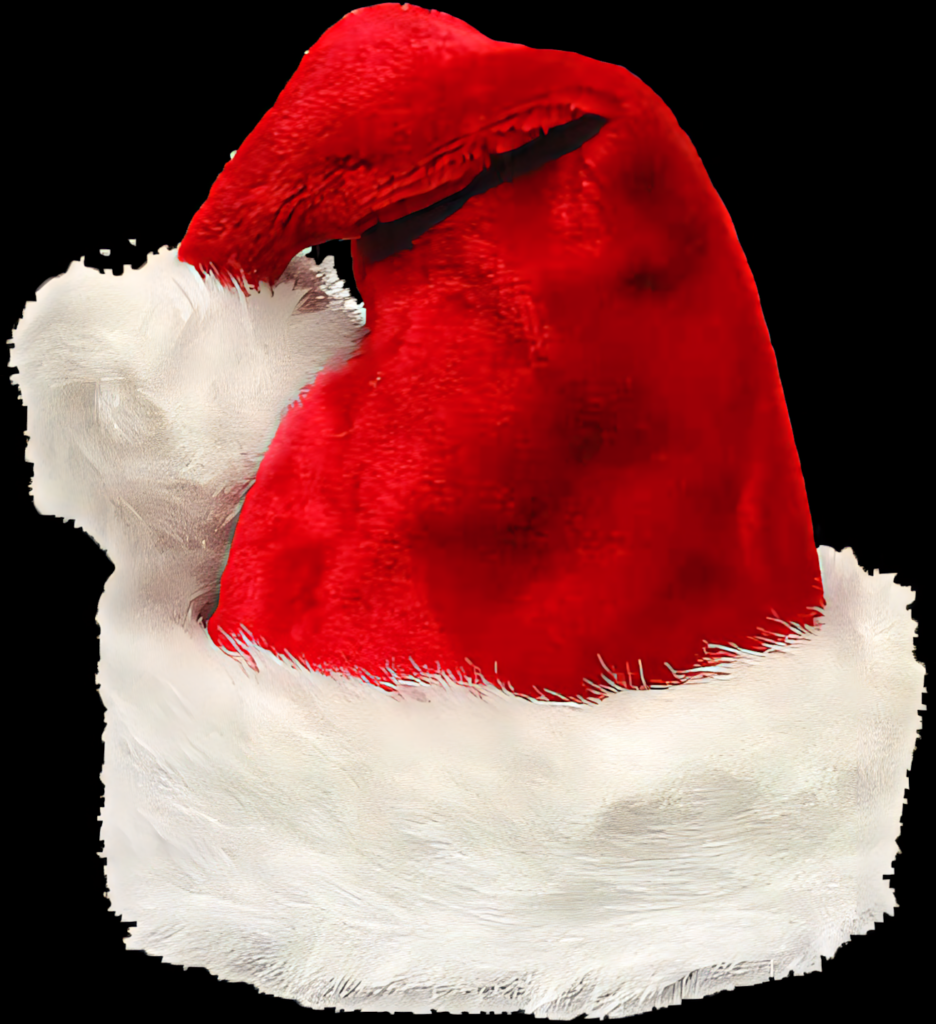 Vibrant Red Santa Hat Wallpaper with Plush Texture on Transparent BG