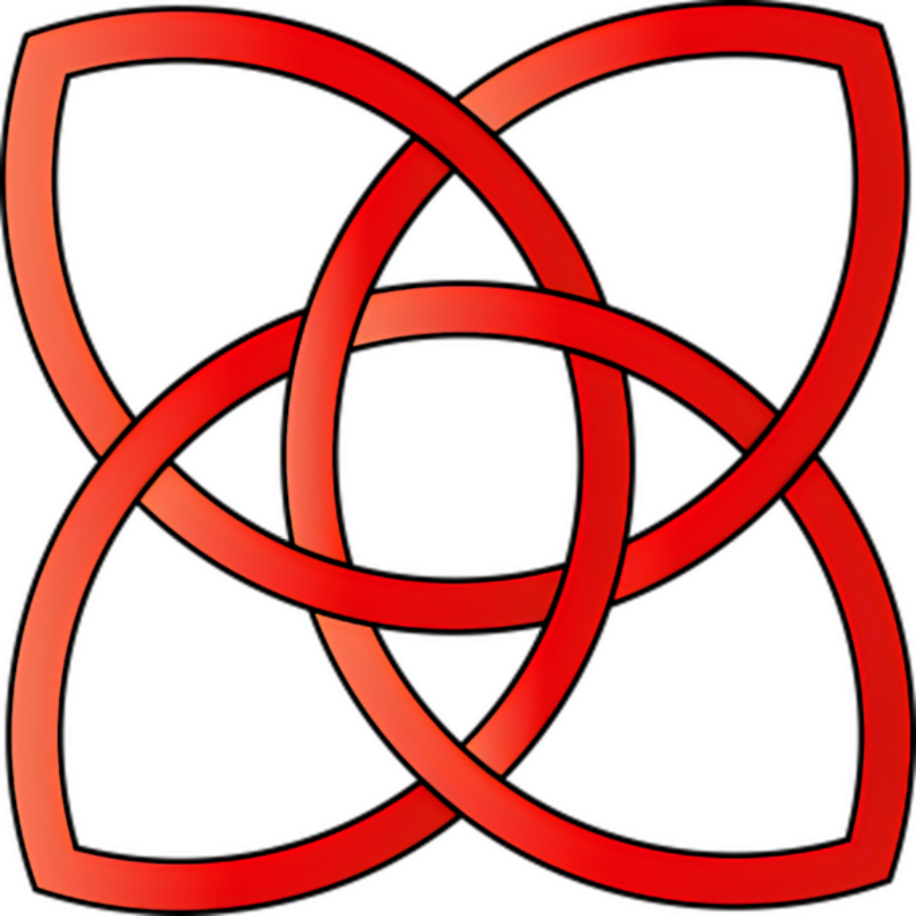 Vibrant Red Triquetra Wallpaper: Intricate Black Background Design