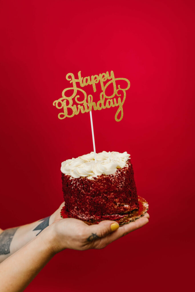 Vibrant Red Velvet Cake Wallpaper for Birthday Celebrations