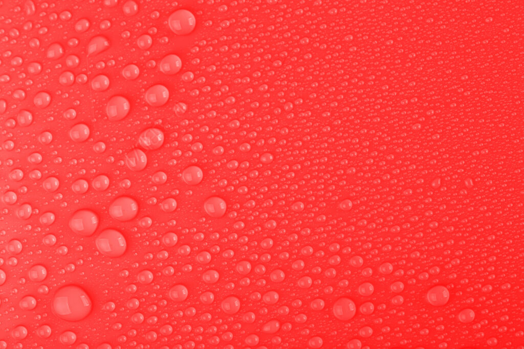 Vibrant Red Wallpaper: Macro Water Droplets Texture Background