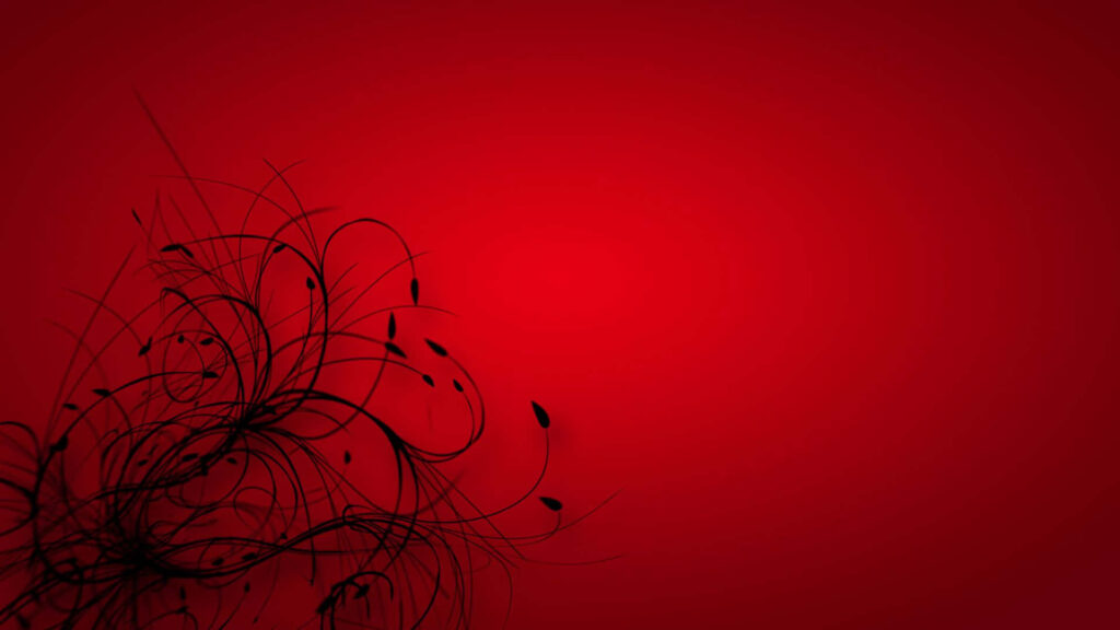 Elegant Red Wallpaper with Artistic Black Floral Design