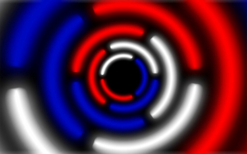 Dynamic Spiral Pattern Wallpaper in Red, White & Blue - 1680x1050
