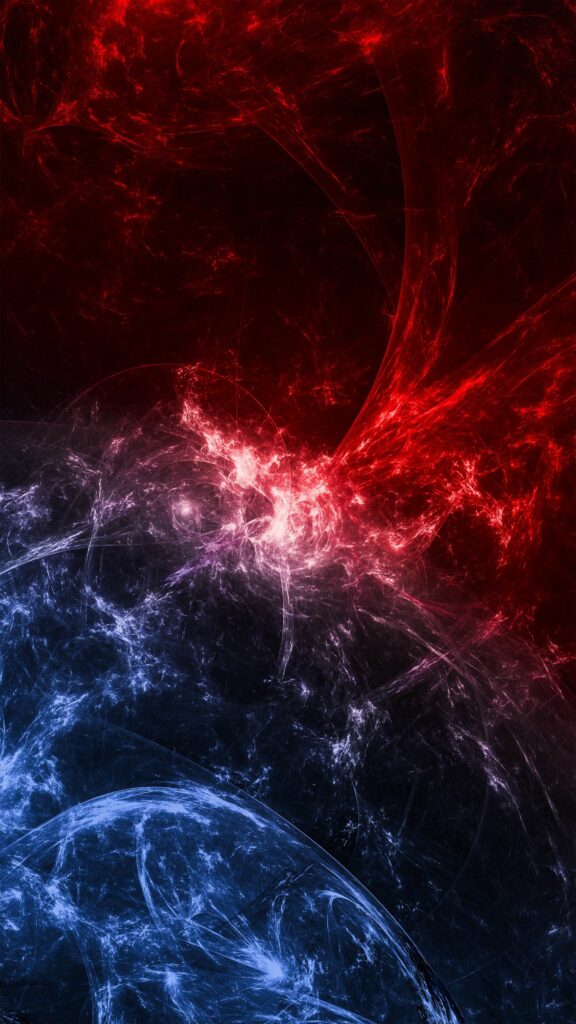 Vivid Fractal Design Wallpaper: Red and Blue Intricate Patterns