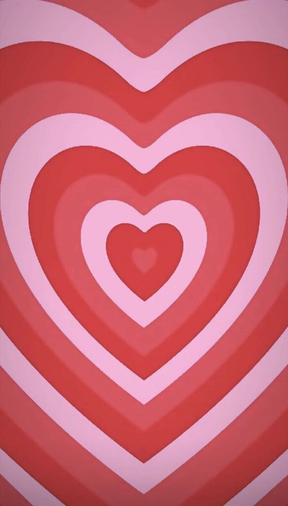 Romantic Concentric Hearts Wallpaper in Red & Pink Shades