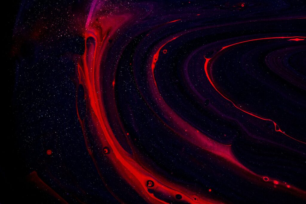 Vibrant Red & Purple Abstract Liquid Wallpaper - Cosmic Design