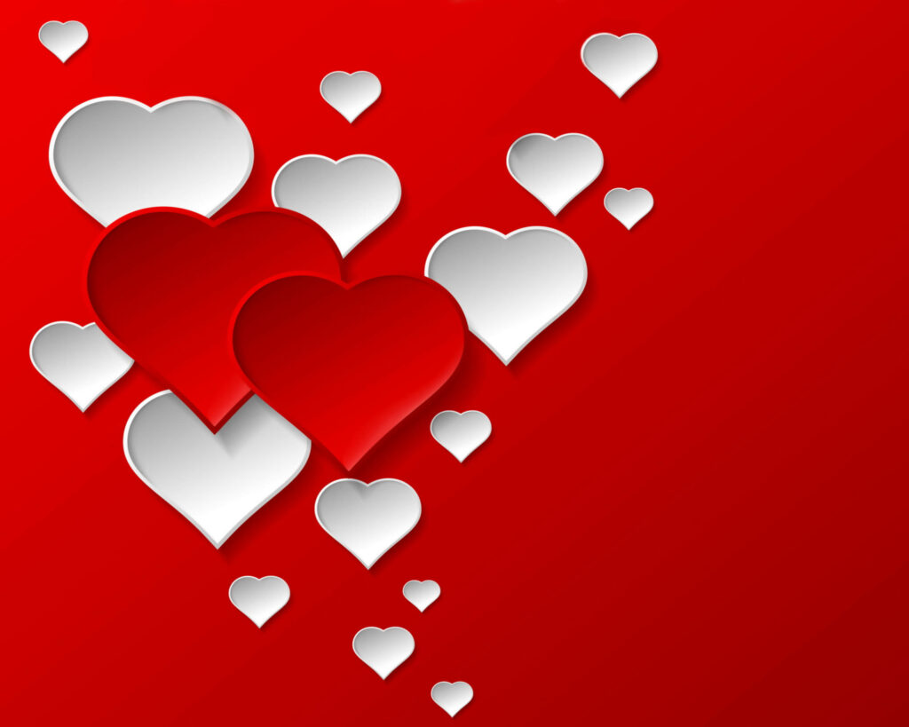 Romantic Red & White Heart Wallpaper: Cheerful Background Design