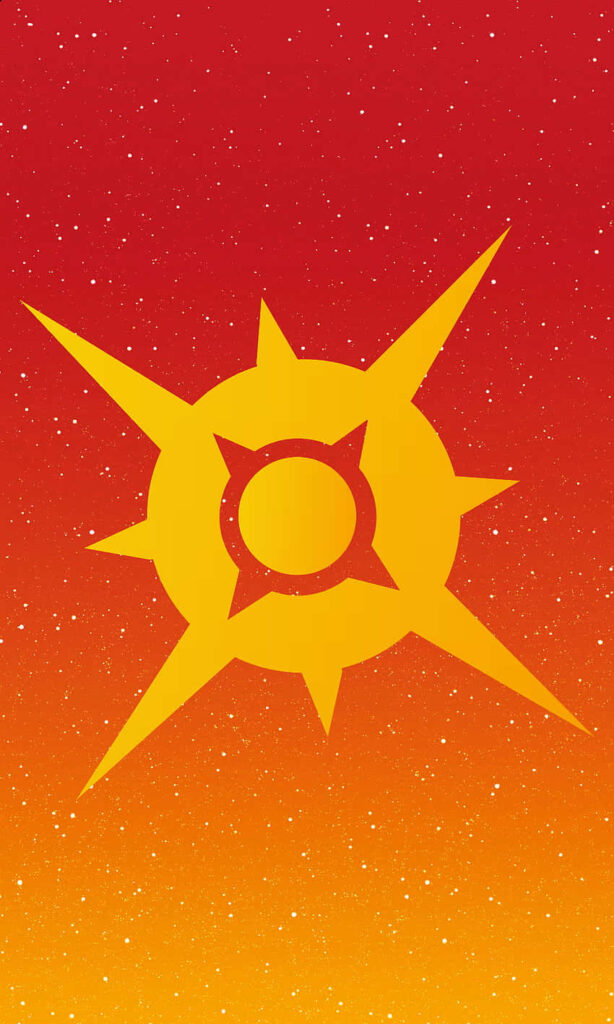 Vibrant Red-Orange Gradient Background with Bold Yellow Symbol Wallpaper