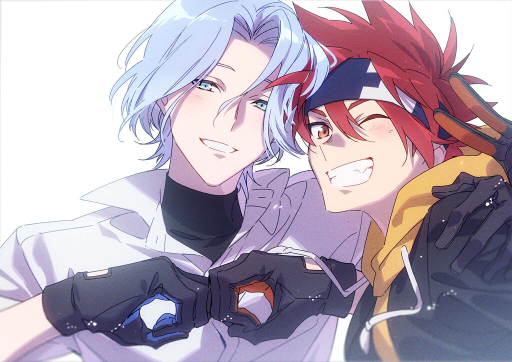 Heartfelt Fist Bump Wallpaper: Reki & Langa from Sk8 The Infinity