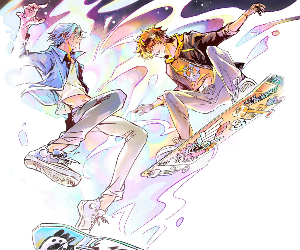 Dynamic Reki & Langa Sk8 Infinity Wallpaper – Colorful Skate Art