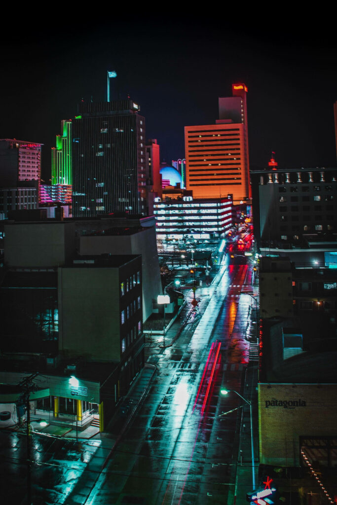 Reno Nighttime Cityscape Wallpaper: Neon Lights & Urban Vibes
