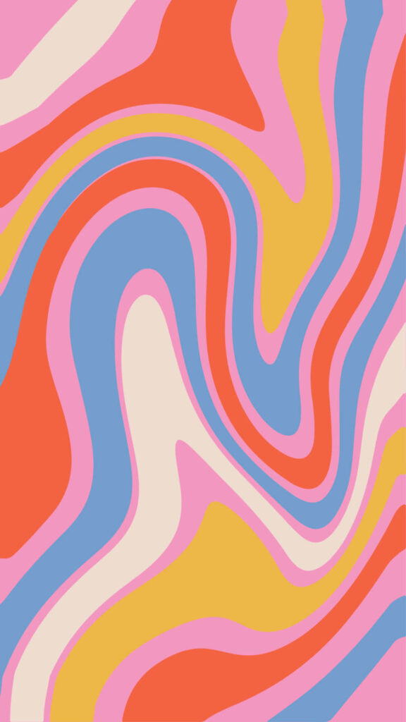 Vibrant Retro Abstract Swirl Wallpaper - Bold Psychedelic Background
