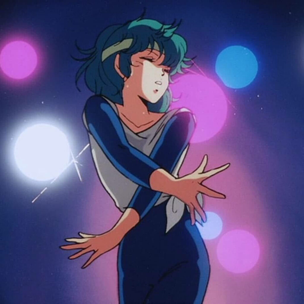 Vibrant Retro Anime Wallpaper: Dancing Girl & Neon 80s Aesthetic