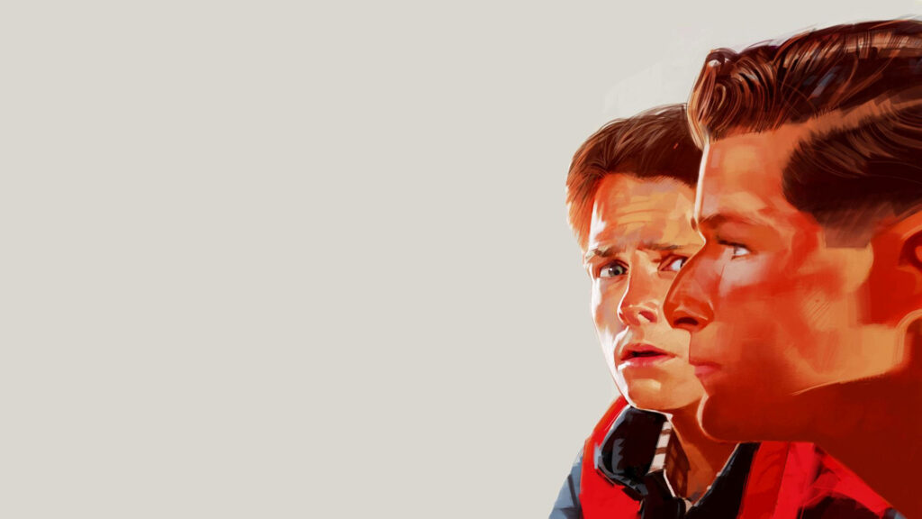 Retro art wallpaper of Marty McFly from Back To The Future in bold colorful style background