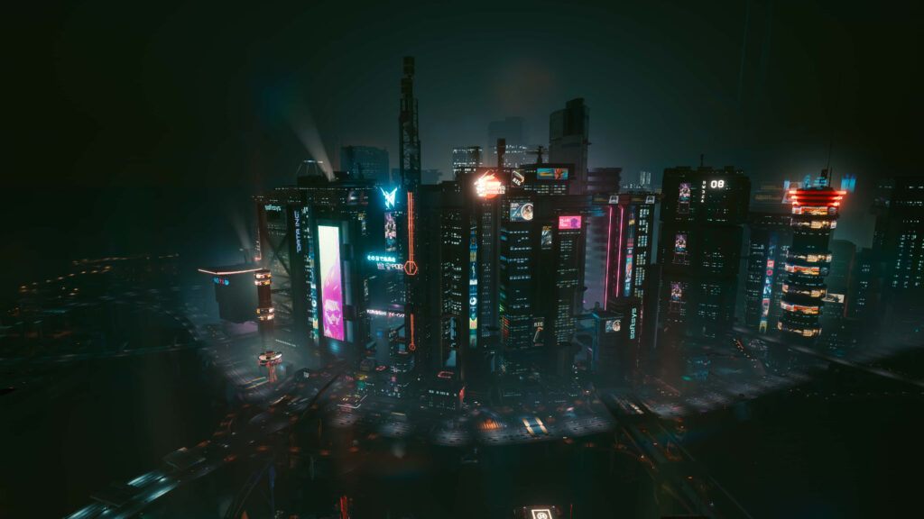 Retro-Futuristic Cityscape Wallpaper: Neon Lights & Cyberpunk Vibes