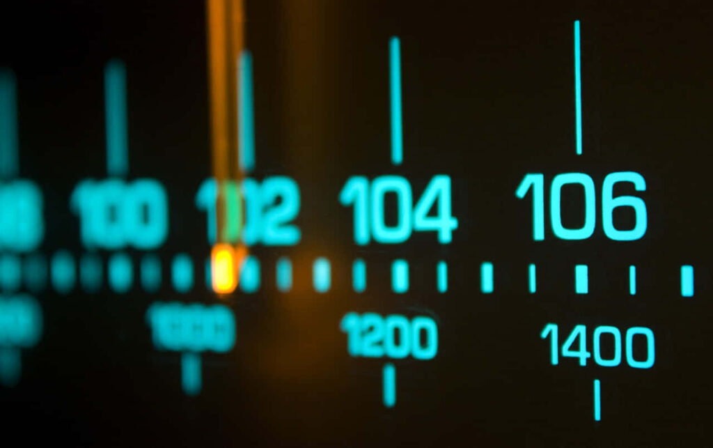 Vibrant Blue Radio Frequency Dial Wallpaper - Retro Meets Modern