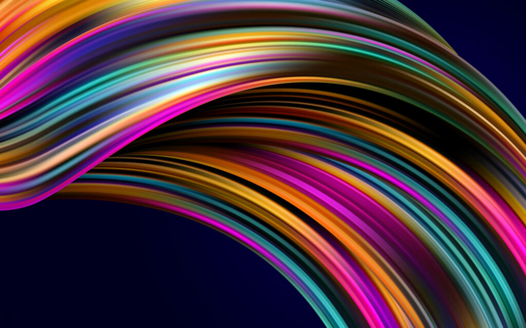 Vibrant Colorful Ribbon Wallpaper on Dark Background - Dynamic Design