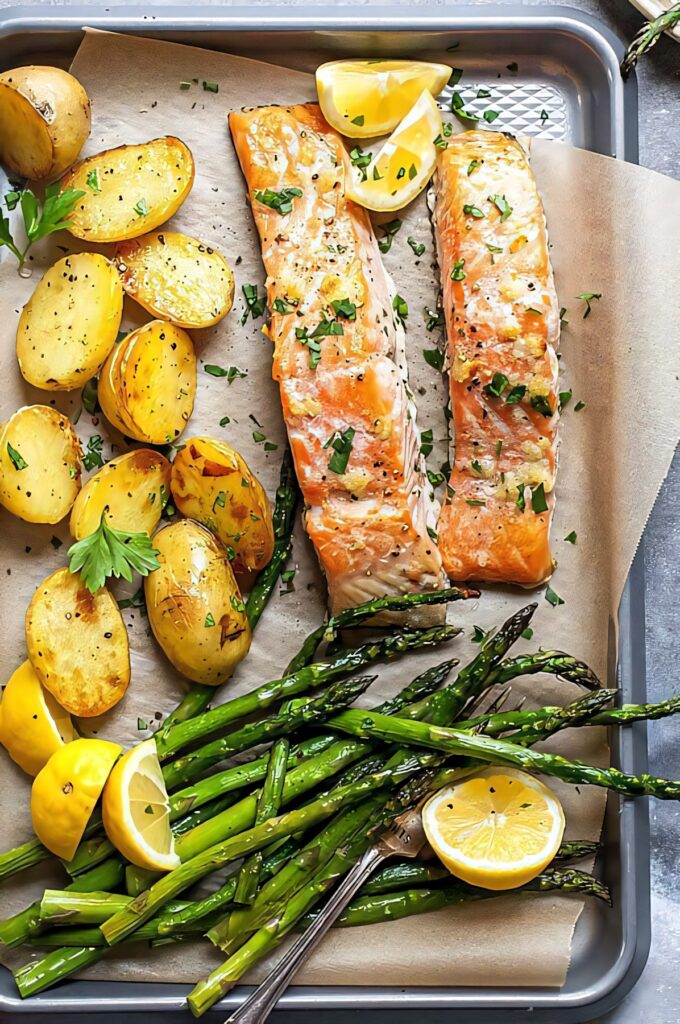 Healthy Roasted Salmon & Veggies: Fresh Local Ingredients Wallpaper