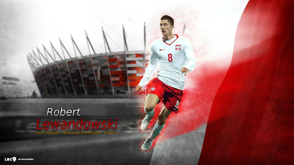 Vibrant Robert Lewandowski Splash Art Wallpaper - Polish Heritage Design