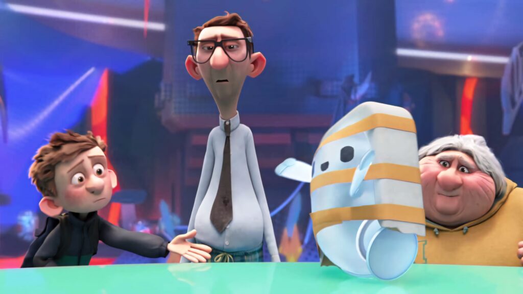 Vibrant Ron's Gone Wrong Scene: Characters Around Table - Wallpaper