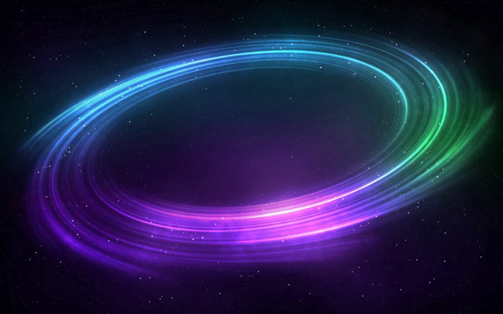 Vibrant Rotating Circle Wallpaper - Colorful Light Trails in Cosmic Space