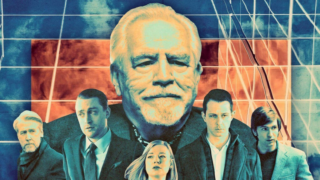 Artistic Succession Wallpaper: Vibrant Roy Family with Abstract Background