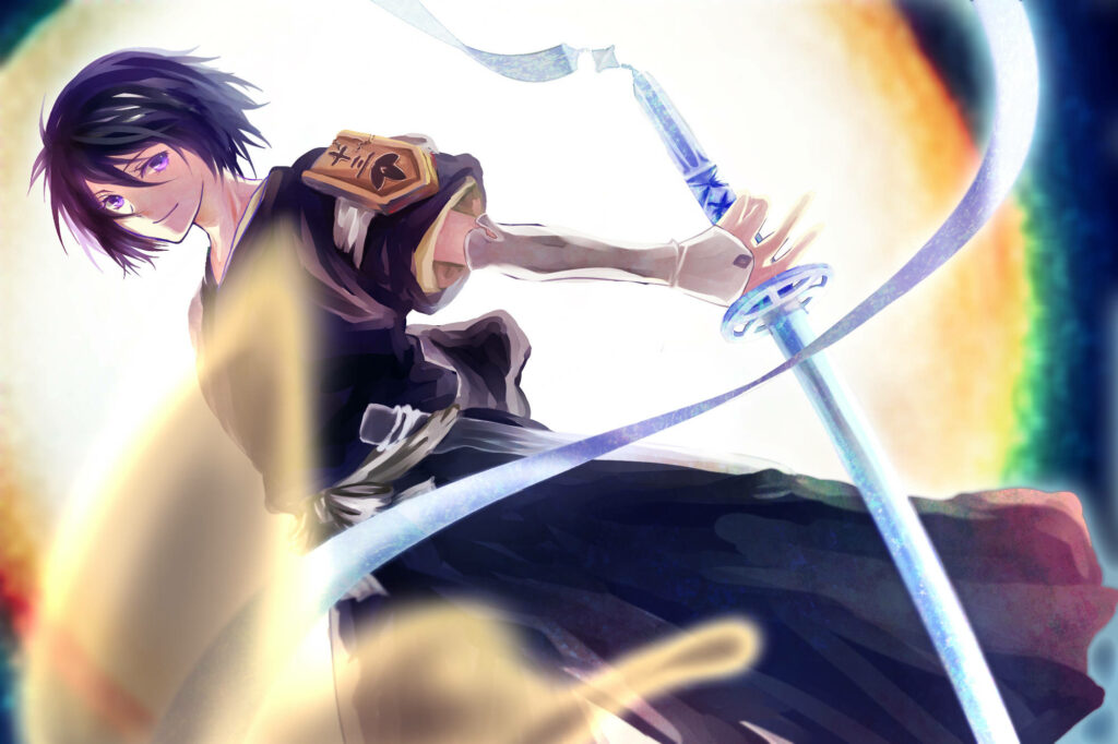 Rukia from *Bleach* Battle Wallpaper: Vibrant Anime Background
