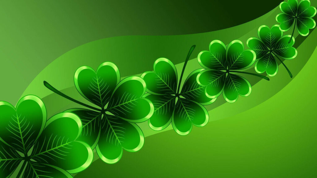 Vibrant Saint Patricks Day wallpaper with glowing green clovers and dynamic green shades