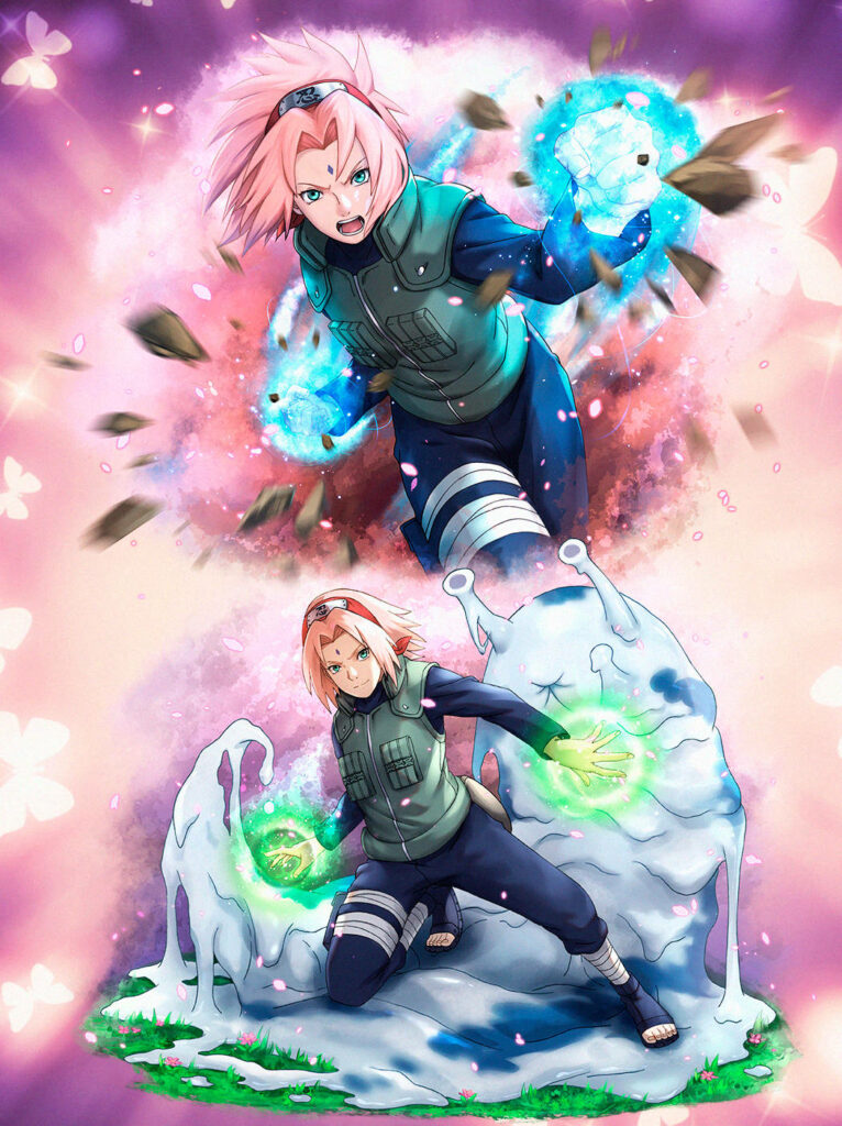 Vibrant Sakura Haruno Wallpaper - Dynamic Chakra Control Art
