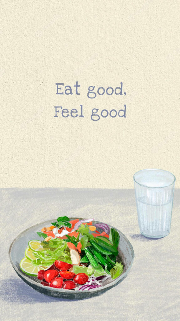 Vibrant Salad with Inspiring Quote - Eat Good, Feel Good Wallpaper