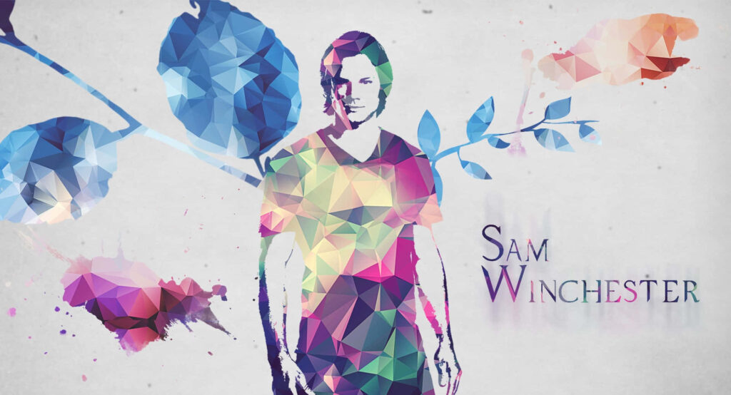 Vibrant Polygonal Sam Winchester Wallpaper | Supernatural Art Design