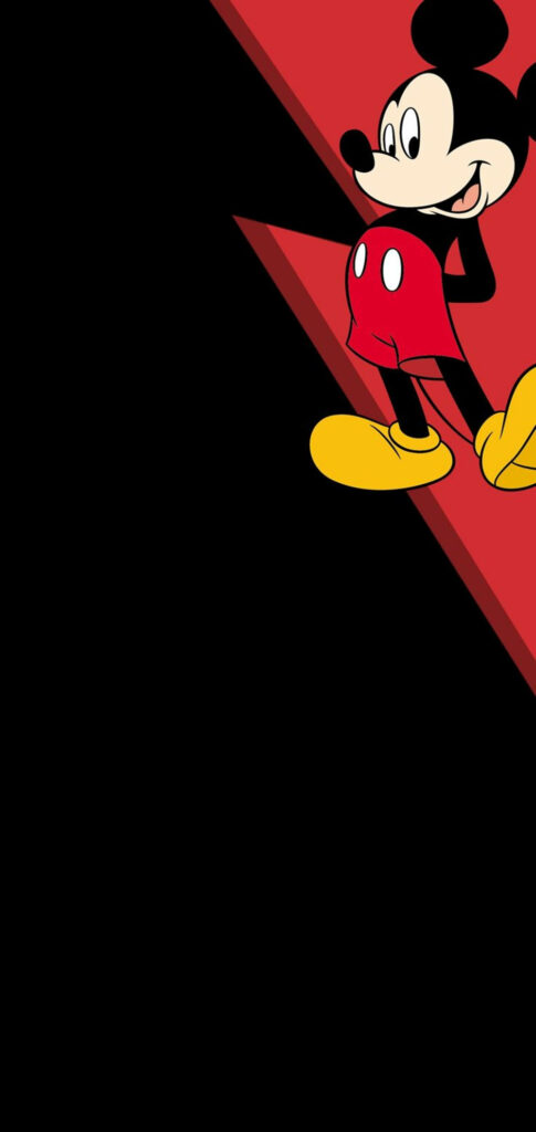 Vibrant Mickey Mouse Samsung S10 Wallpaper - Bold Black & Red Design