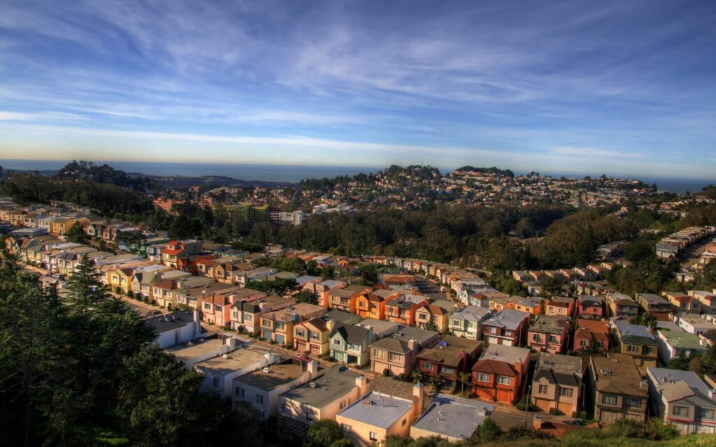 Vibrant San Francisco Skyline: Colorful Neighborhood Wallpaper