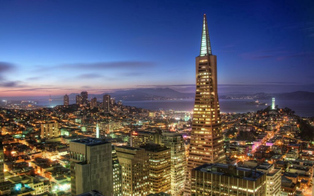Vibrant San Francisco Nightscape Wallpaper with Transamerica Pyramid