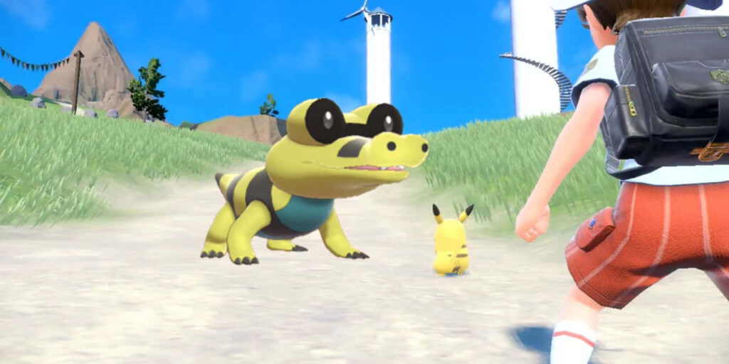 Vibrant Pokémon Scarlet Wallpaper: Shiny Sandile & Pikachu Together
