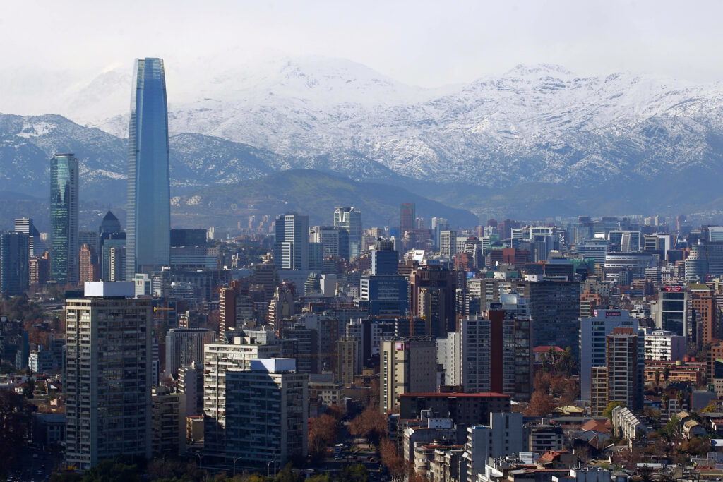 Vibrant Santiago Cityscape Wallpaper with Snow-Capped Andes