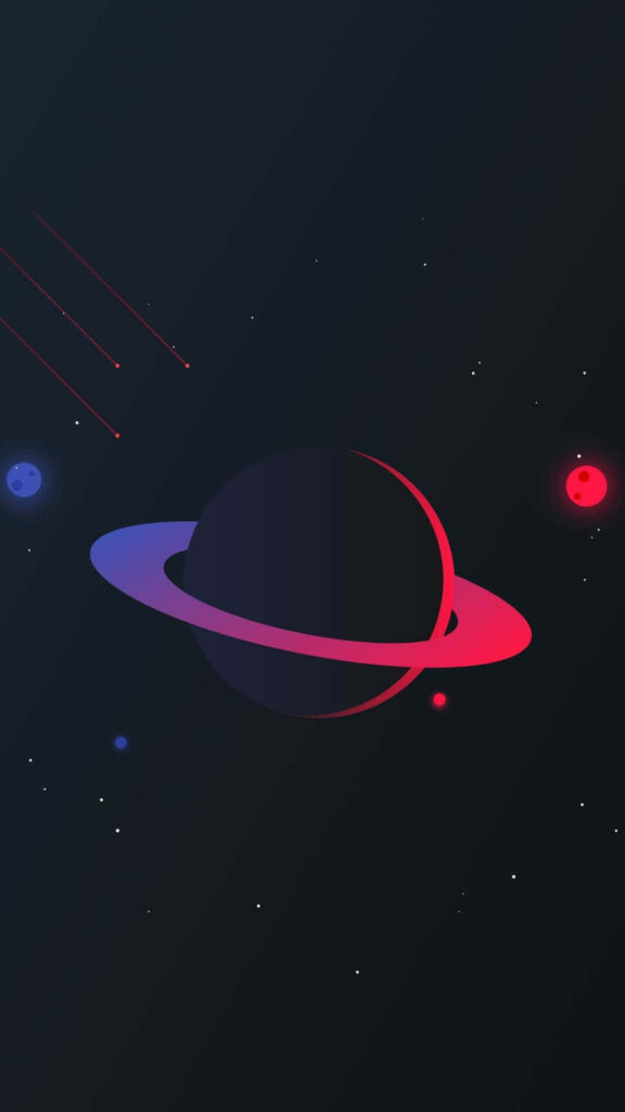 Vibrant Minimalist Saturn Wallpaper: Glowing Rings & Starry Space