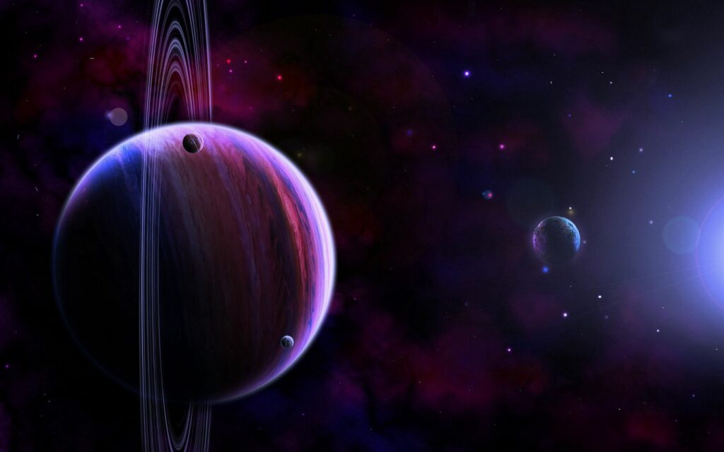 Vibrant Saturn Wallpaper with Iconic Rings & Starry Background