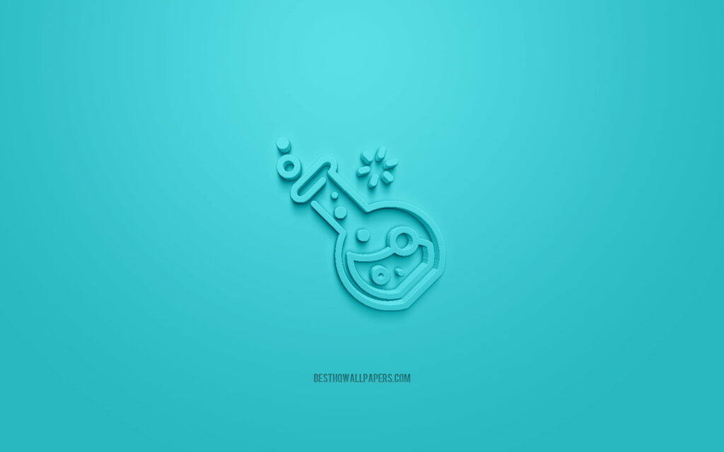 Immersive Science: Captivating 3D Icons on Turquoise Canvas Wallpaper
