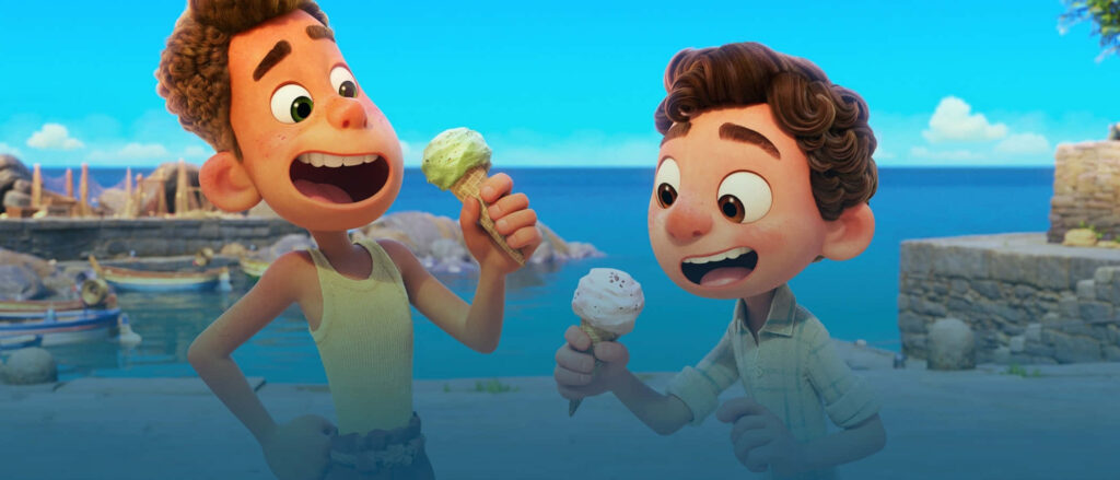 Vibrant Seaside Village Ice Cream Scene - Beautiful Wallpaper Background