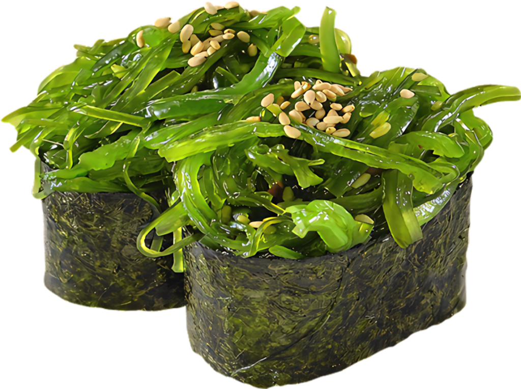 Vibrant Seaweed Sushi Gunkan Close-Up: Colorful Wallpaper Background