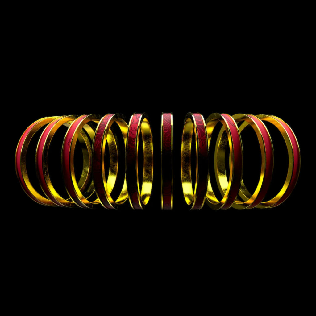 Vibrant Shang Chi Ten Rings Wallpaper - Gold & Red on Black Background