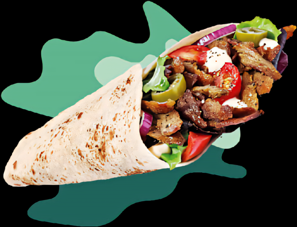 Vibrant Shawarma Wrap with Fresh Veggies & Tender Meat Wallpaper