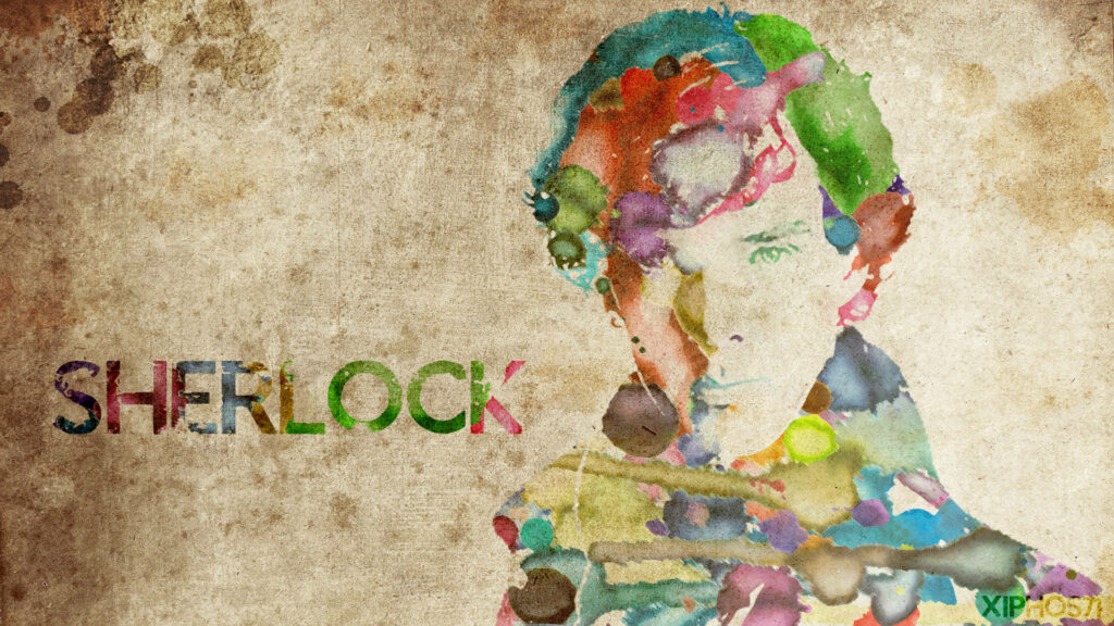 Vibrant Sherlock Watercolor Wallpaper: Colorful Art Background
