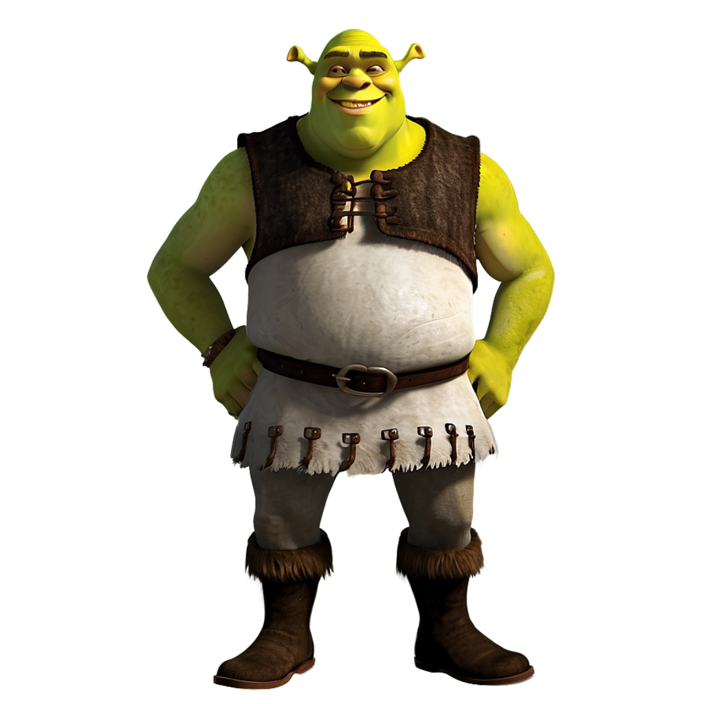 Cheerful Shrek Wallpaper: Iconic Green Ogre on Gradient Background